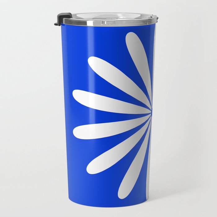 Big Daisy Retro Minimalism in Royal Blue and White Travel Mug Gallery Image 3