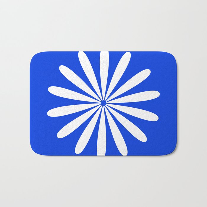 Big Daisy Retro Minimalism in Royal Blue and White Bath Mat Gallery Image 1