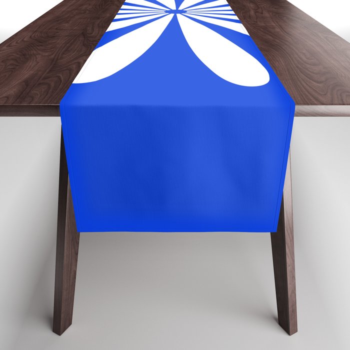 Big Daisy Retro Minimalism in Royal Blue and White Table Runner Gallery Image 1