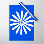 Big Daisy Retro Minimalism in Royal Blue and White Wrapping Paper Gallery Image 1