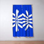 Big Daisy Retro Minimalism in Royal Blue and White Window Curtain Gallery Image 3
