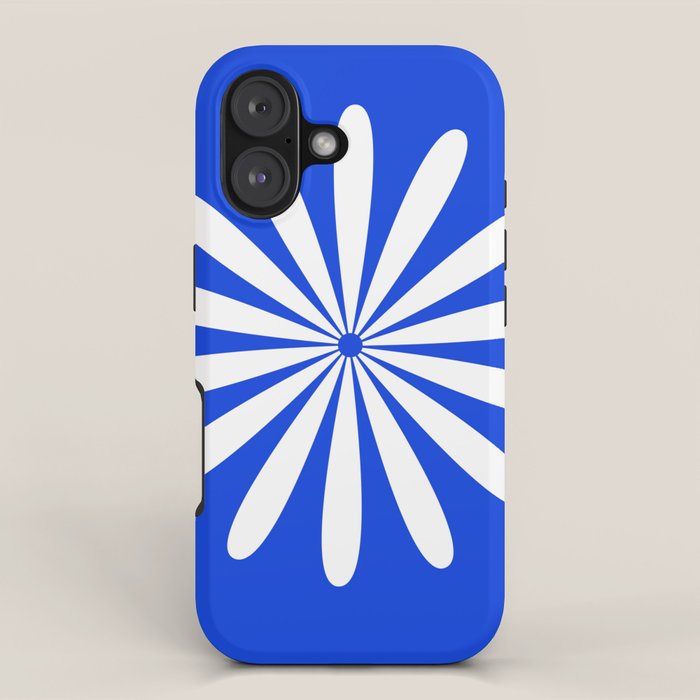 Big Daisy Retro Minimalism in Royal Blue and White iPhone Case Gallery Image 1