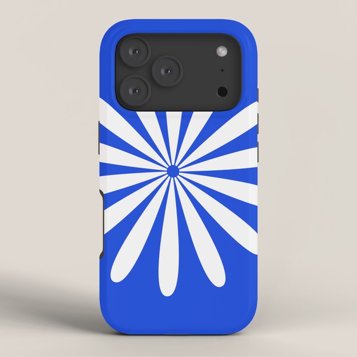 Big Daisy Retro Minimalism in Royal Blue and White iPhone Case Gallery Image 3