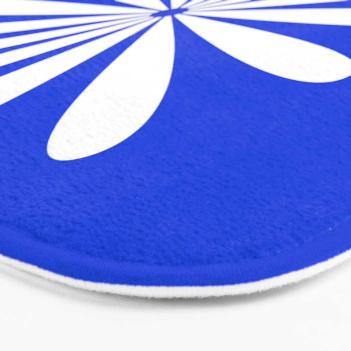 Big Daisy Retro Minimalism in Royal Blue and White Bath Mat Gallery Image 3