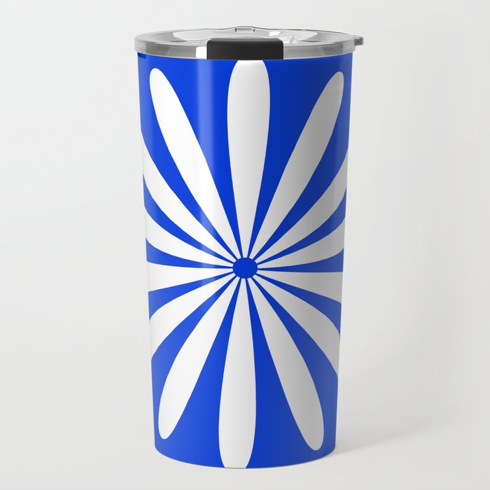Big Daisy Retro Minimalism in Royal Blue and White Travel Mug Gallery Image 1