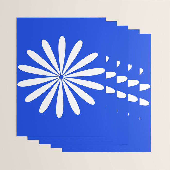 Big Daisy Retro Minimalism in Royal Blue and White Wrapping Paper Gallery Image 3