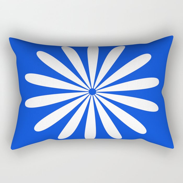 Big Daisy Retro Minimalism in Royal Blue and White Rectangular Pillow Gallery Image 1