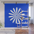 Big Daisy Retro Minimalism in Royal Blue and White Wall Mural Gallery Image 1
