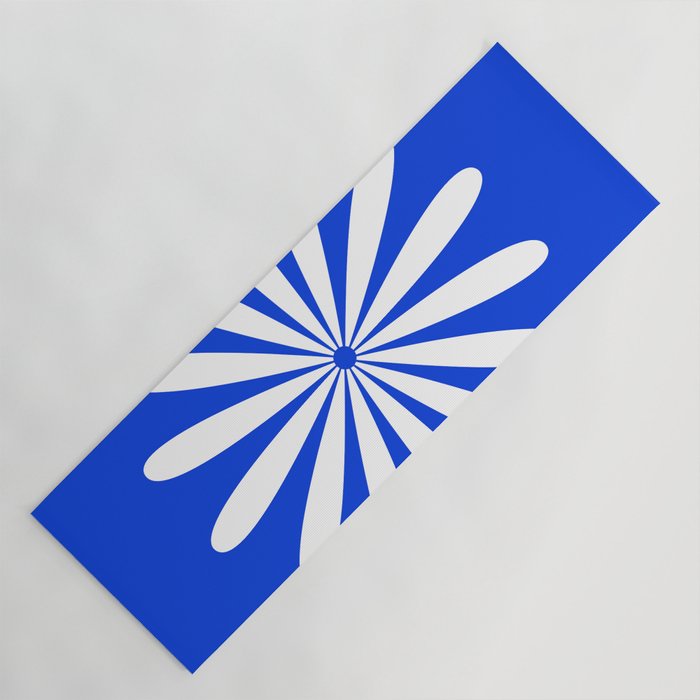 Big Daisy Retro Minimalism in Royal Blue and White Yoga Mat Gallery Image 1