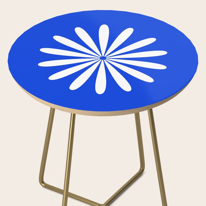 Big Daisy Retro Minimalism in Royal Blue and White Side Table Gallery Image 2
