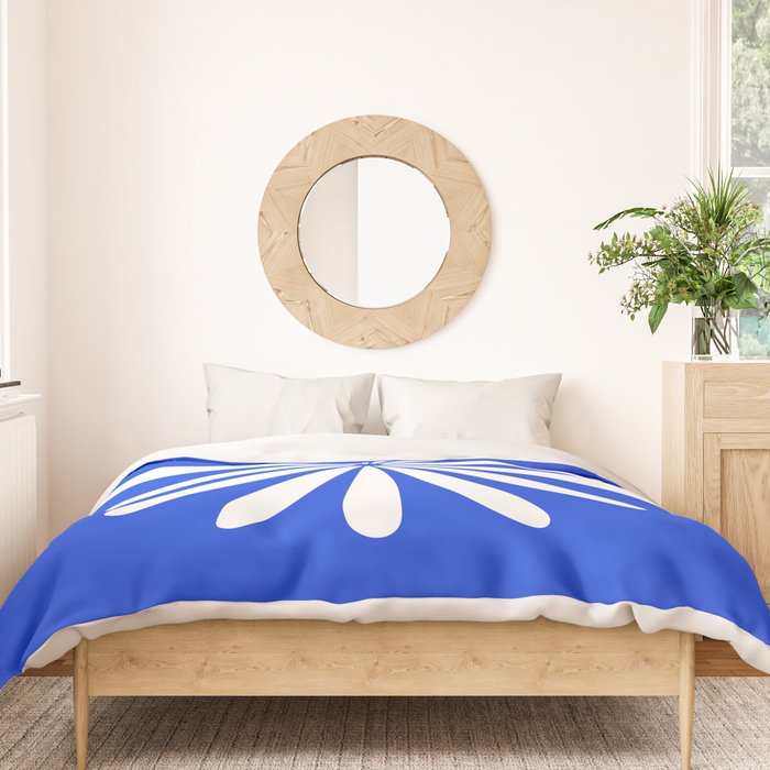 Big Daisy Retro Minimalism in Royal Blue and White Duvet Cover Gallery Image 3