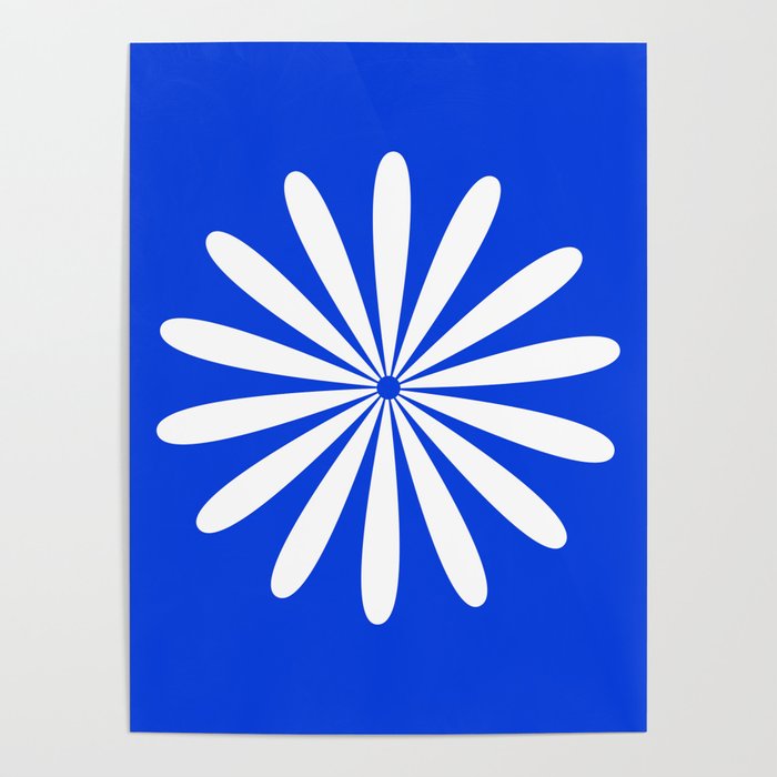 Big Daisy Retro Minimalism in Royal Blue and White Poster Gallery Image 4