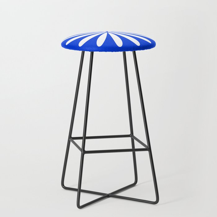 Big Daisy Retro Minimalism in Royal Blue and White Stool Gallery Image 1