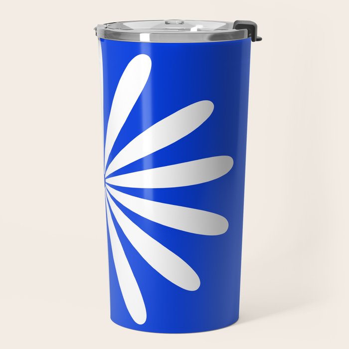 Big Daisy Retro Minimalism in Royal Blue and White Travel Mug Gallery Image 2