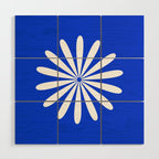 Big Daisy Retro Minimalism in Royal Blue and White Wood Wall Art Gallery Image 1