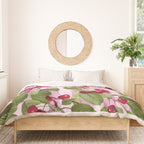 Lush Cherry Orchard Sweet Summer Fruits On Pink Stripes Duvet Cover Gallery Image 3