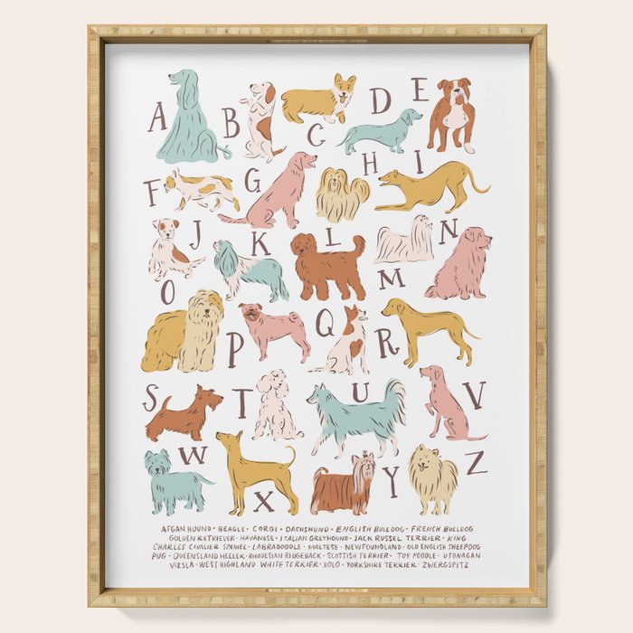 ABC Dogs in Retro Vintage Colors 70's Serving Tray Gallery Image 1
