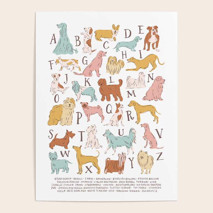 ABC Dogs in Retro Vintage Colors 70's Poster Gallery Image 4