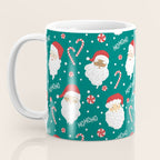 Peppermint Santas on Vivid Teal Coffee Mug Gallery Image 3