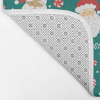 Peppermint Santas on Vivid Teal Bath Mat Gallery Image 2