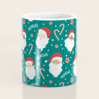 Peppermint Santas on Vivid Teal Coffee Mug Gallery Image 4