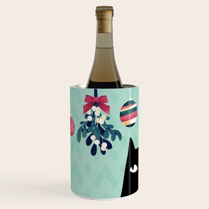 Mistletoe? (Black Cat) Wine Chiller Gallery Image 1