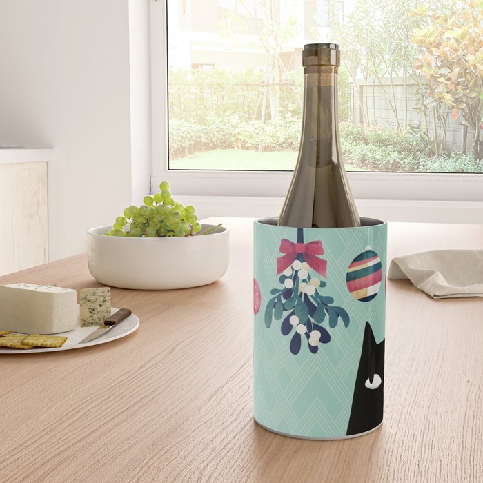 Mistletoe? (Black Cat) Wine Chiller Gallery Image 4