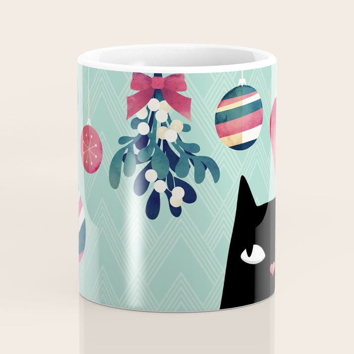 Mistletoe? (Black Cat) Coffee Mug Gallery Image 4