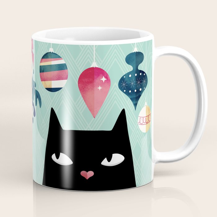 Mistletoe? (Black Cat) Coffee Mug Gallery Image 1