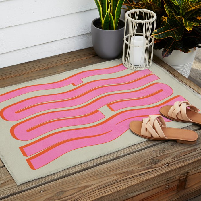 Favorite Word: Peach Wavy Edition Outdoor Rug Gallery Image 2
