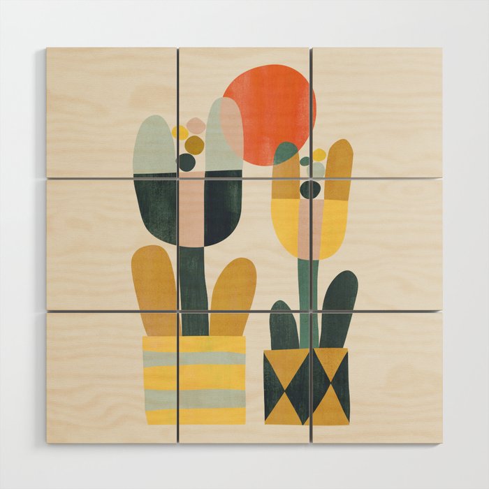 Two flowers Wood Wall Art Gallery Image 1