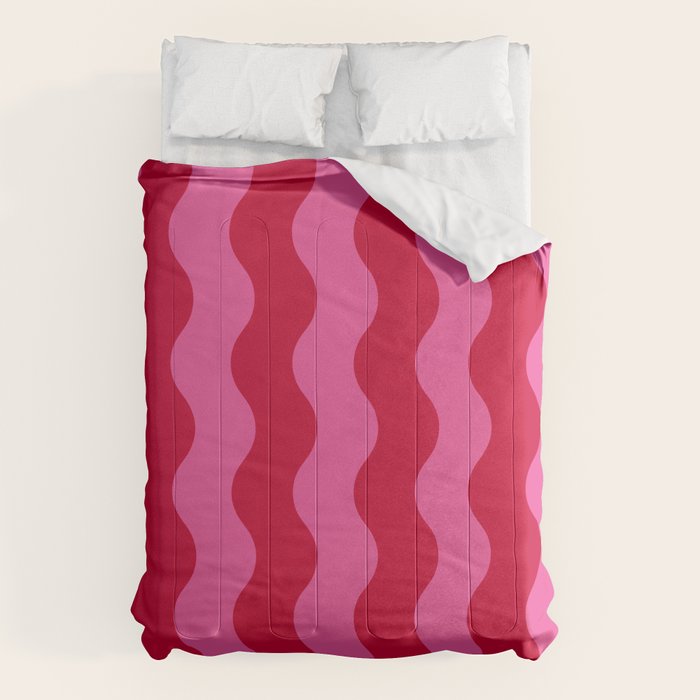  Red and Pink Candy Striped Waves Comforter Gallery Image 6