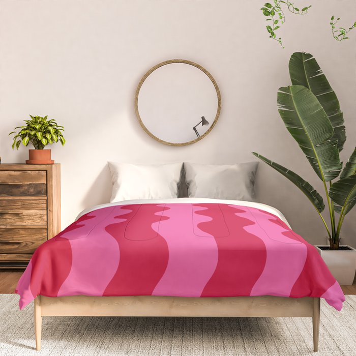  Red and Pink Candy Striped Waves Comforter Gallery Image 3