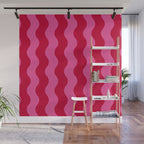  Red and Pink Candy Striped Waves Wall Mural Gallery Image 1