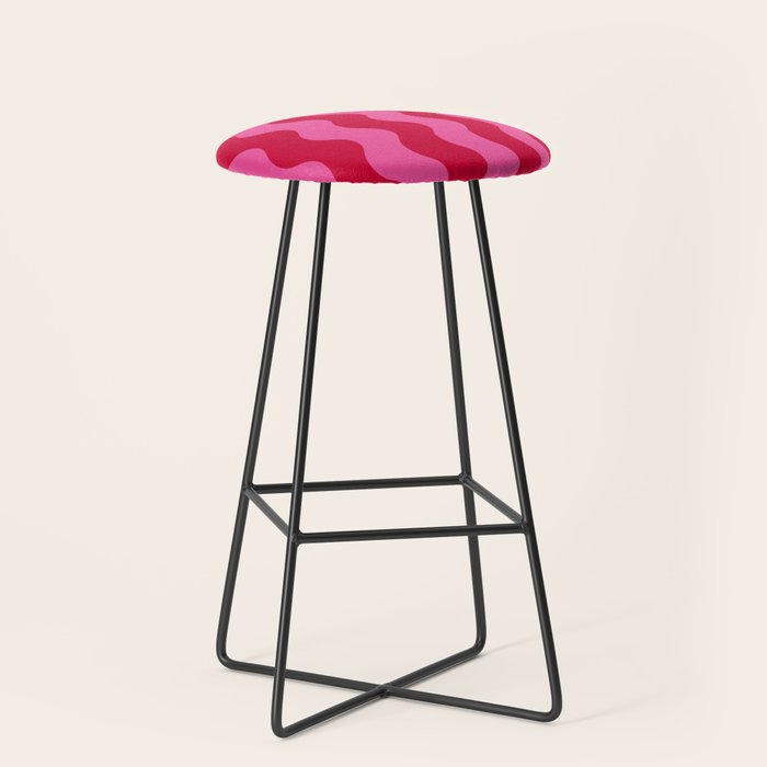  Red and Pink Candy Striped Waves Stool Gallery Image 1