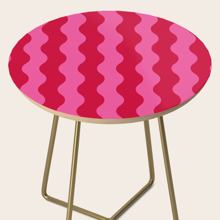  Red and Pink Candy Striped Waves Side Table Gallery Image 2