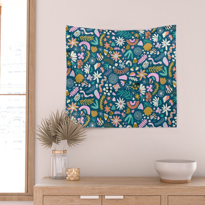 Cute Insects Kids Pattern Wall Tapestry Gallery Image 2