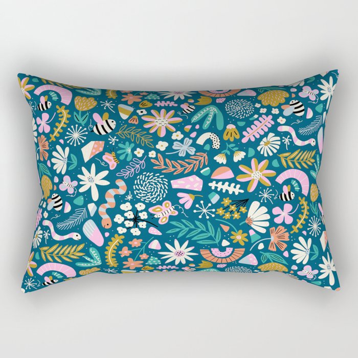 Cute Insects Kids Pattern Rectangular Pillow Gallery Image 2