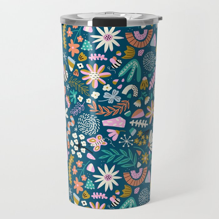Cute Insects Kids Pattern Travel Mug Gallery Image 1