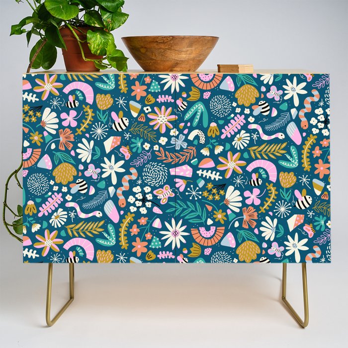 Cute Insects Kids Pattern Credenza Gallery Image 1