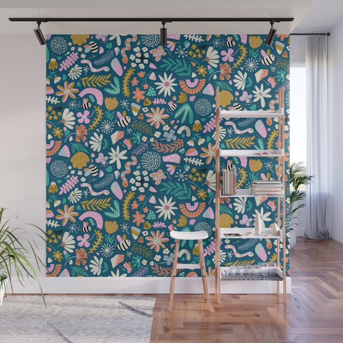 Cute Insects Kids Pattern Wall Mural Gallery Image 1