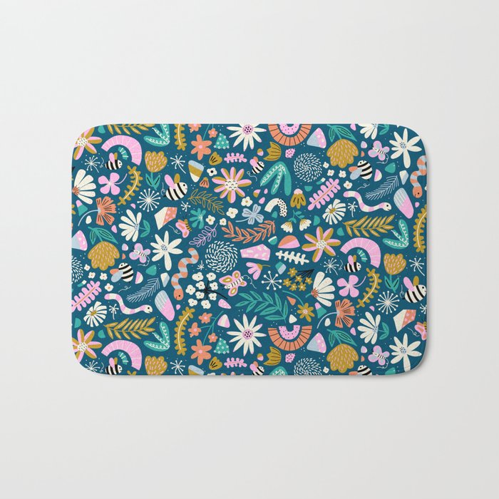 Cute Insects Kids Pattern Bath Mat Gallery Image 1