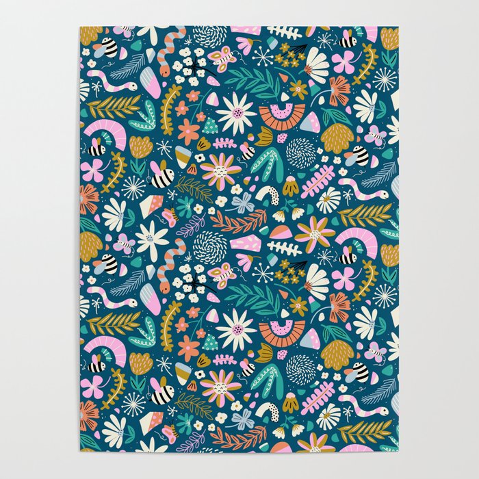 Cute Insects Kids Pattern Poster Gallery Image 4