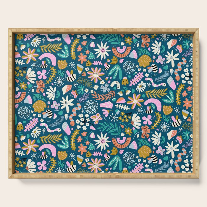 Cute Insects Kids Pattern Serving Tray Gallery Image 1