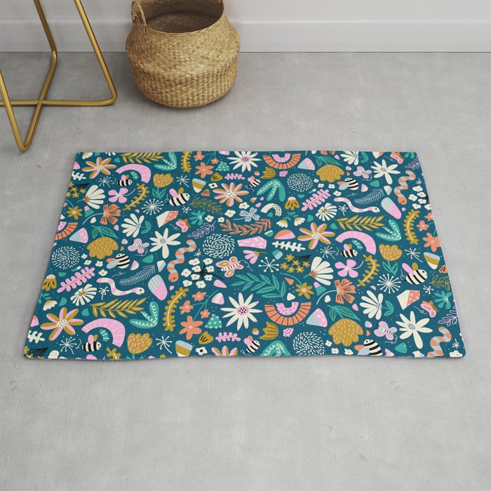 Cute Insects Kids Pattern Rug Gallery Image 1