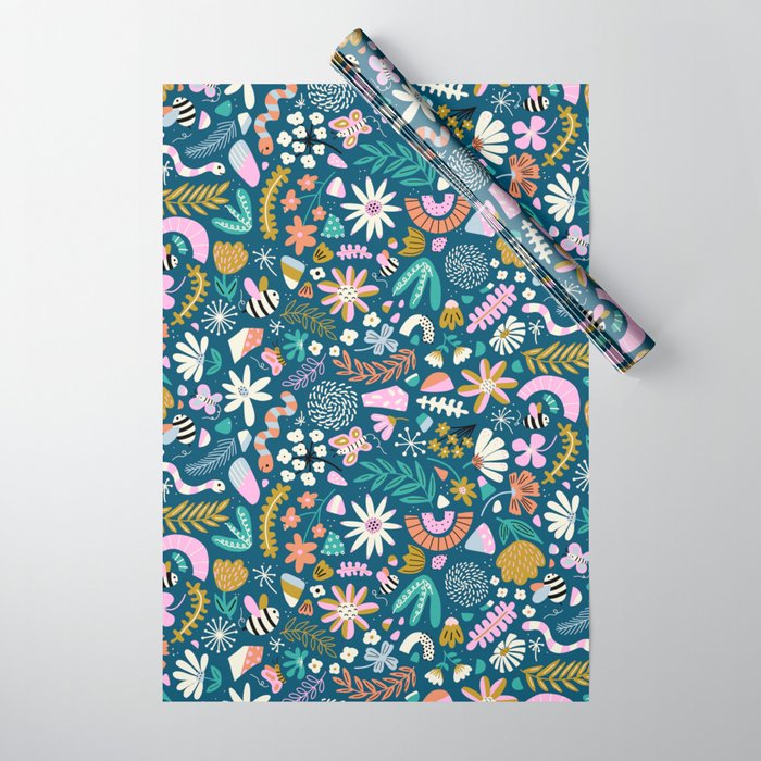 Cute Insects Kids Pattern Wrapping Paper Gallery Image 1