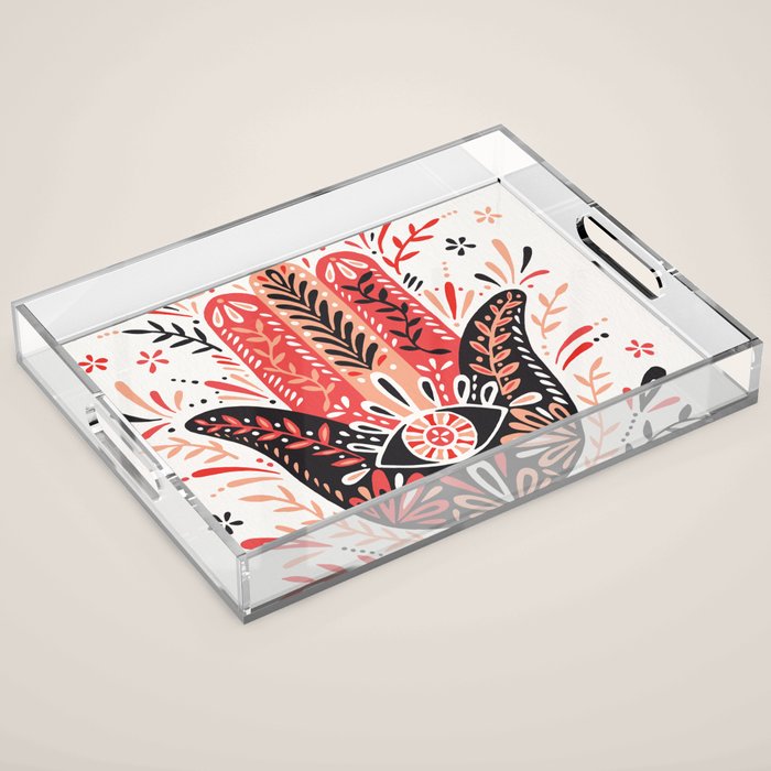 Hamsa Hand - Red & Black Palette Acrylic Tray Gallery Image 1