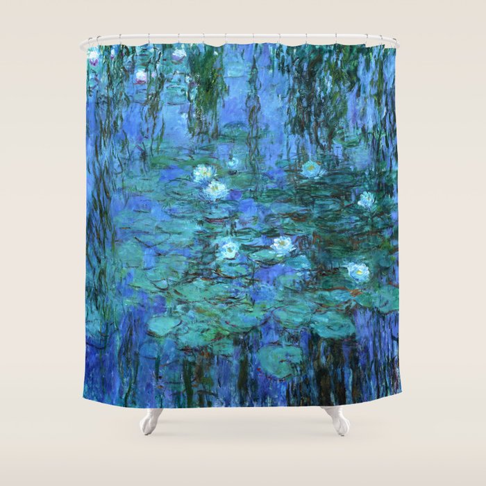 Claude Monet Water Lilies BLUE Shower Curtain Gallery Image 1