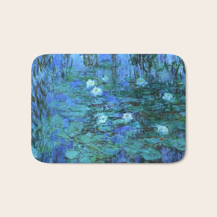 Claude Monet Water Lilies BLUE Bath Mat Gallery Image 1
