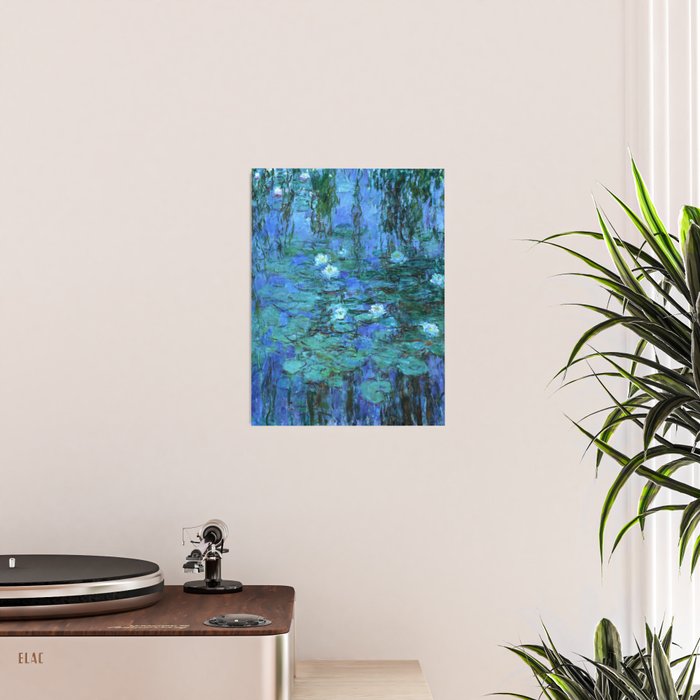 Claude Monet Water Lilies BLUE Poster Gallery Image 2